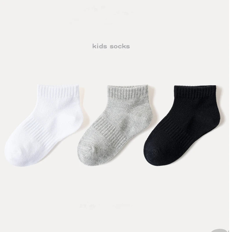 Summer White Mesh Children Cotton Socks Boys Girls Sports socks Spring Baby Skin-friendly Cotton socks  5Pairs