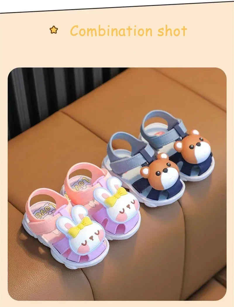 High Quality Comfortable Breathable Baby Children Outdoor Sandals Simple Versatile Cute Cartoon Boys Girls Infants Walking Shoes