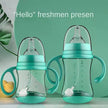 Baby Silicone Feeding Bottles Infant Drop-proof Milk Bottle with Straw Child Anti-hot Handle Drinking Bottle Baby Milk Feeding