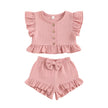 ma&baby 6M-4Y Toddler Infant Kid Baby Girl Clothes Sets Ruffle Button Tops Shorts Summer Casual Clothing Outfits