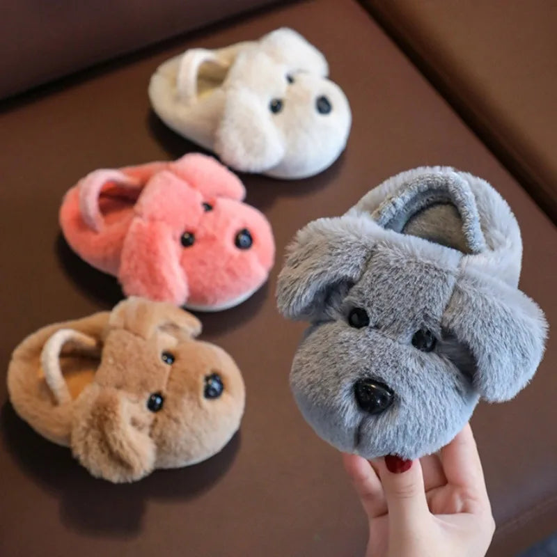 Children's Cotton Slippers for Boys Aged 1-5 Years Old Cute Cartoon Girls' Slippers Infants and Young Children Autumn and Winter