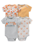 4PCS Newborn Infant Romper Short Sleeve Round Neck Cartoon Animal Flowers Print Bodysuit Onesies For Baby Boys And Girls Clothes