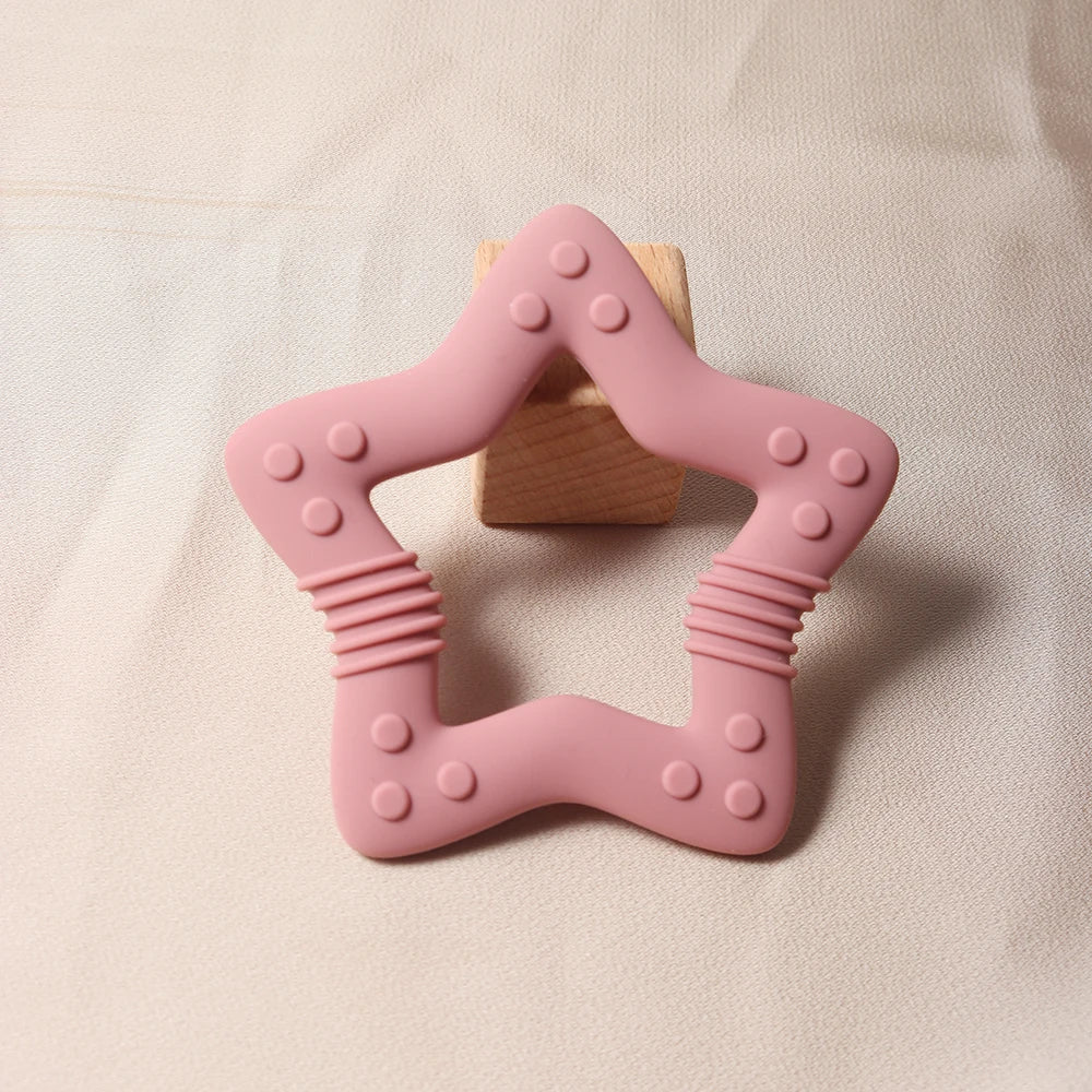 New star silicone teether Food Grade heart baby Teething toy