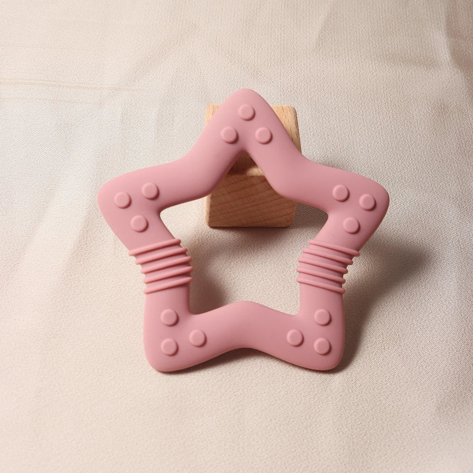 New star silicone teether Food Grade heart baby Teething toy