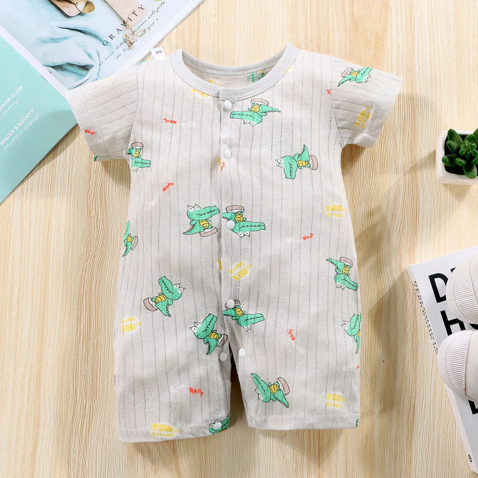 New Baby Onesies Climbing Clothes Pure Cotton Summer Newborn Boys Girls Rompers Short-Sleeved Thin Harness Infant Clothes