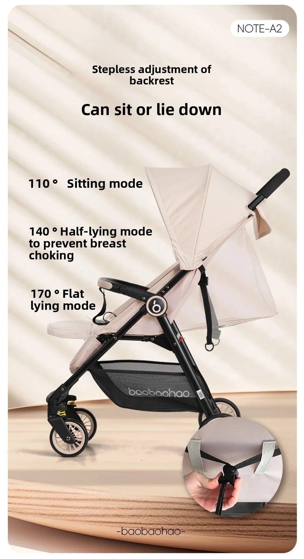 A5 High View Baby Stroller Lightweight Foldable Baby Stroller Can Sit or Lie Portable Pocket Baby Stroller