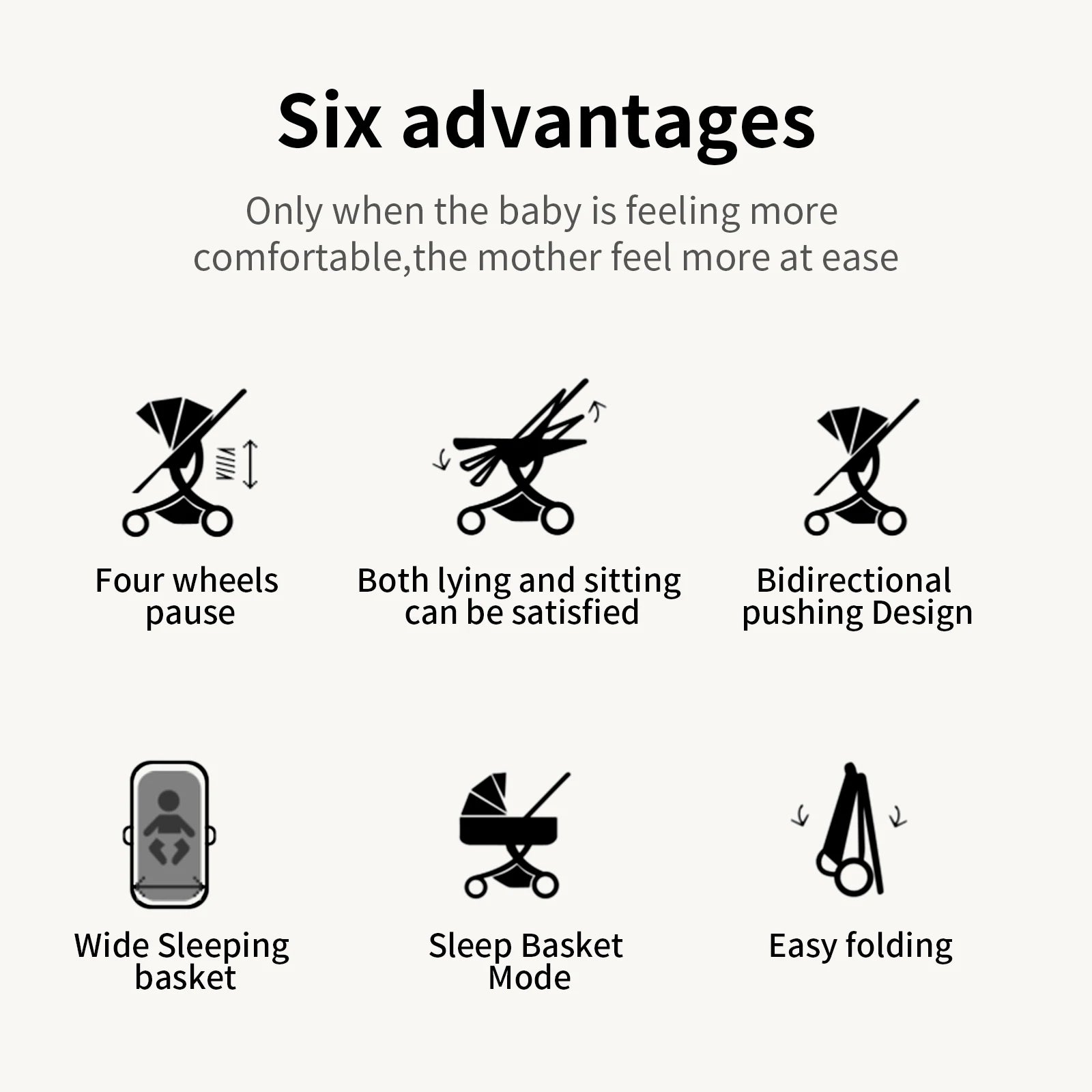 Baby Stroller 3‑in‑1 Travel System Pushchair Lightweight Pram from Birth All‑Terrain Baby Buggy Compact Fold Stroller Summer