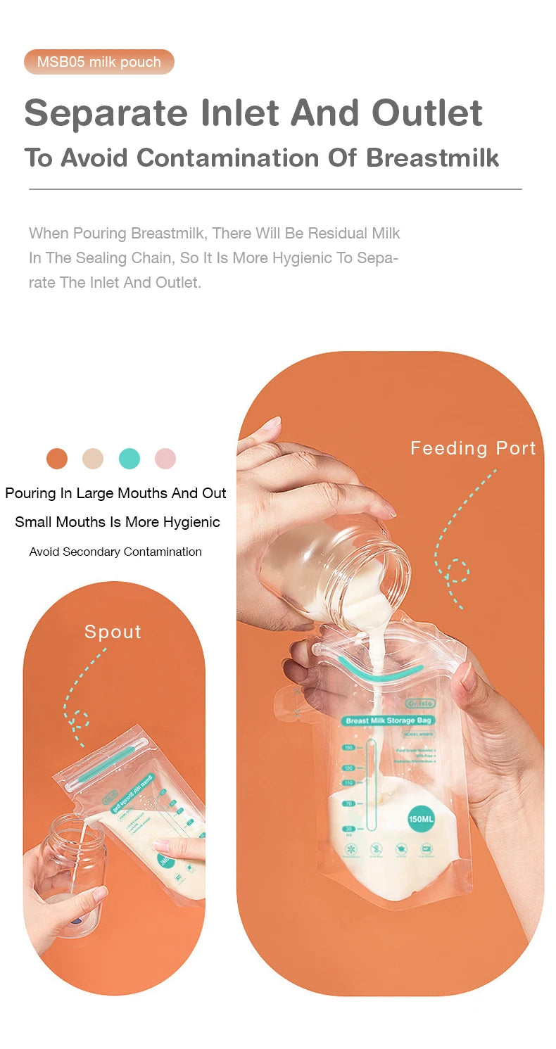 MAMIJOY 10/30/100Pcs 150ML Breast Milk Storage Bag Disposable Small Capacity Frozen Milk Storage Bag BPA Free Safe Feeding Bags