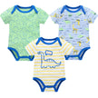 New Baby Boy Clothes Summer 100%Cotton Blue Grey Tie Print Three Piece Short Sleeve Bodysuit Pants vetements bebe For 0-12M