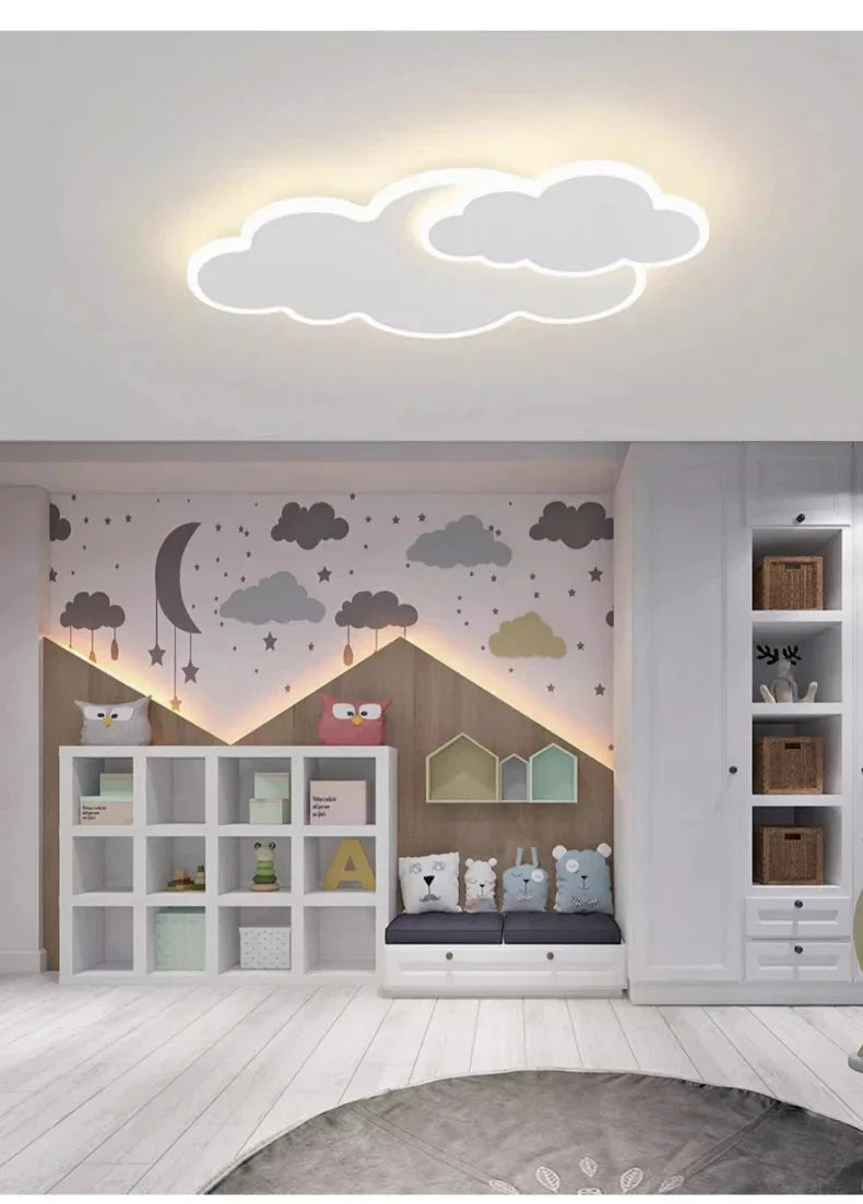 AuroraRealm Children's Bedroom LED Ceiling Lamp Creative White Cloud Boy Girl Study Fixture Lustre Home Decor Living Room Lights