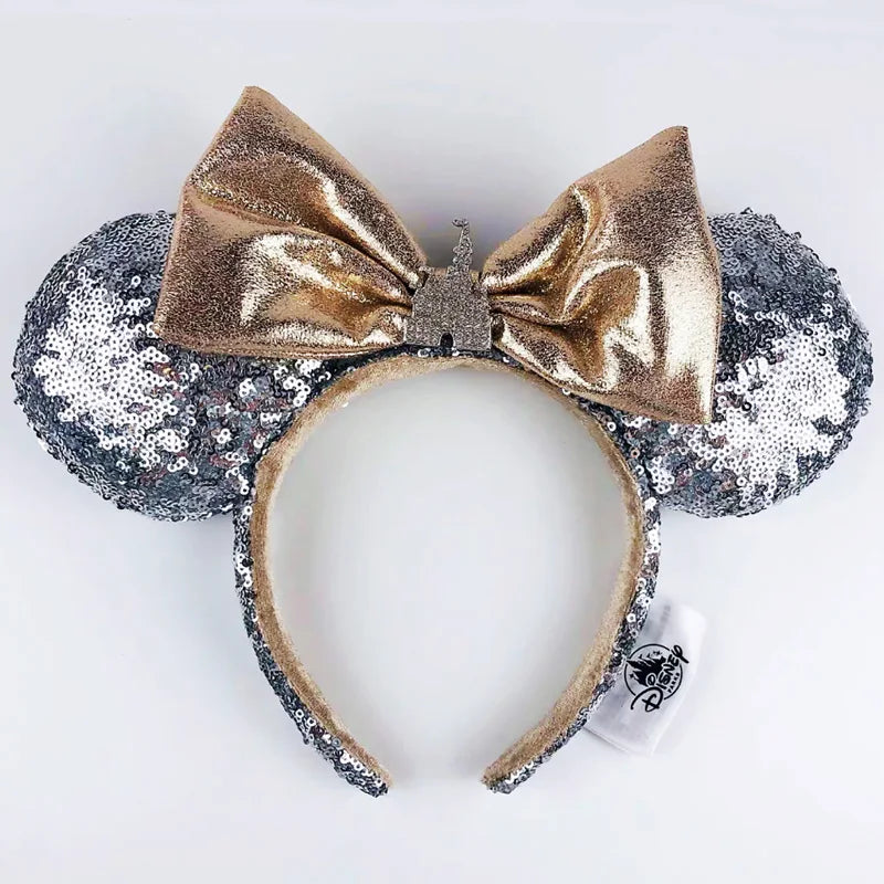 Disney Princess Headband Mickey Ear Rapunzel Snow White Sequin Bow Hair Hoop Gift Girl Accessories Halloween Gift Christmas Jack