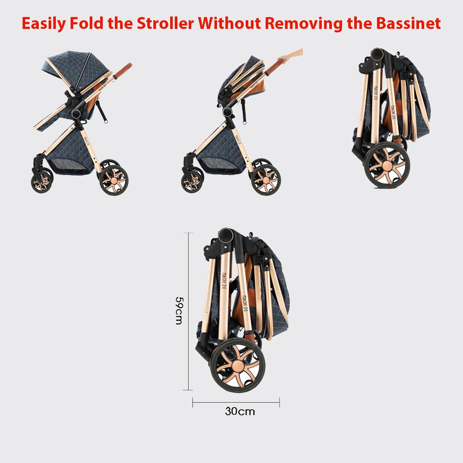 Baby Stroller 3‑in‑1 Travel System Pushchair Lightweight Pram from Birth All‑Terrain Baby Buggy Compact Fold Stroller Summer