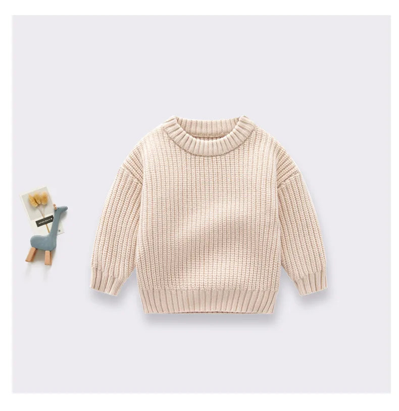 0-6T Newborn Baby Sweater Kid Boy Girl Winter Clothes Warm Thick Knit Pullover Top Infant Long Sleeve Basic Knitwear Outfit