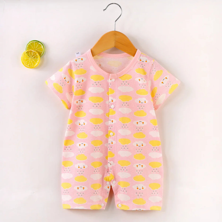 New Baby Onesies Climbing Clothes Pure Cotton Summer Newborn Boys Girls Rompers Short-Sleeved Thin Harness Infant Clothes