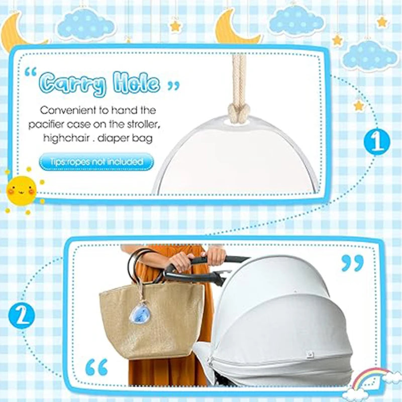 Transparent Pacifier Case Pacifier Holder Box BPA-Free Nipple Shield Case for Travel and Home