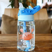 480ML Kids Handheld Portable Cartoon Pattern Water Sippy Cup Feeding Cup with Straws Leakproof Bottle For Outdoor Sports