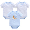 New Baby Boy Clothes Summer 100%Cotton Blue Grey Tie Print Three Piece Short Sleeve Bodysuit Pants vetements bebe For 0-12M