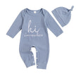 Citgeett Autumn Infant Baby Boy Romper Casual Letter Print Long Sleeve Jumpsuit Beanies Hat Set Fall Outfit Clothes
