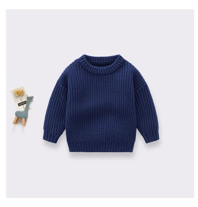 0-6T Newborn Baby Sweater Kid Boy Girl Winter Clothes Warm Thick Knit Pullover Top Infant Long Sleeve Basic Knitwear Outfit