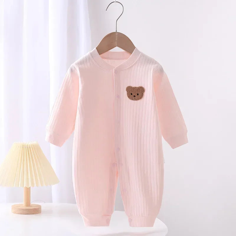 Baby Clothes Bodysuit&One Pieces Boys Girls Newborn Rompers Solid Color 100 Cotton 0-24M Long Sleeve Loungewear Outfit