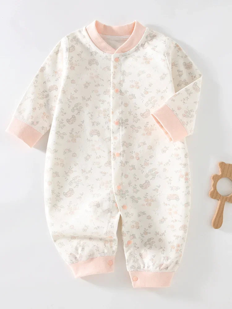 Bodysuit & One Pieces for Boys Girls Newborn Rompers Solid Color 100 Cotton 0-24M Long Sleeve Loungewear Outfit Thin Cute Design