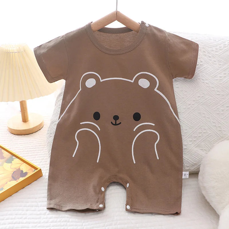 Infant Toddler Crawling Clothes Cotton Summer Boys Girls Thin Baby Short Sleeve Romper Children's Onesie