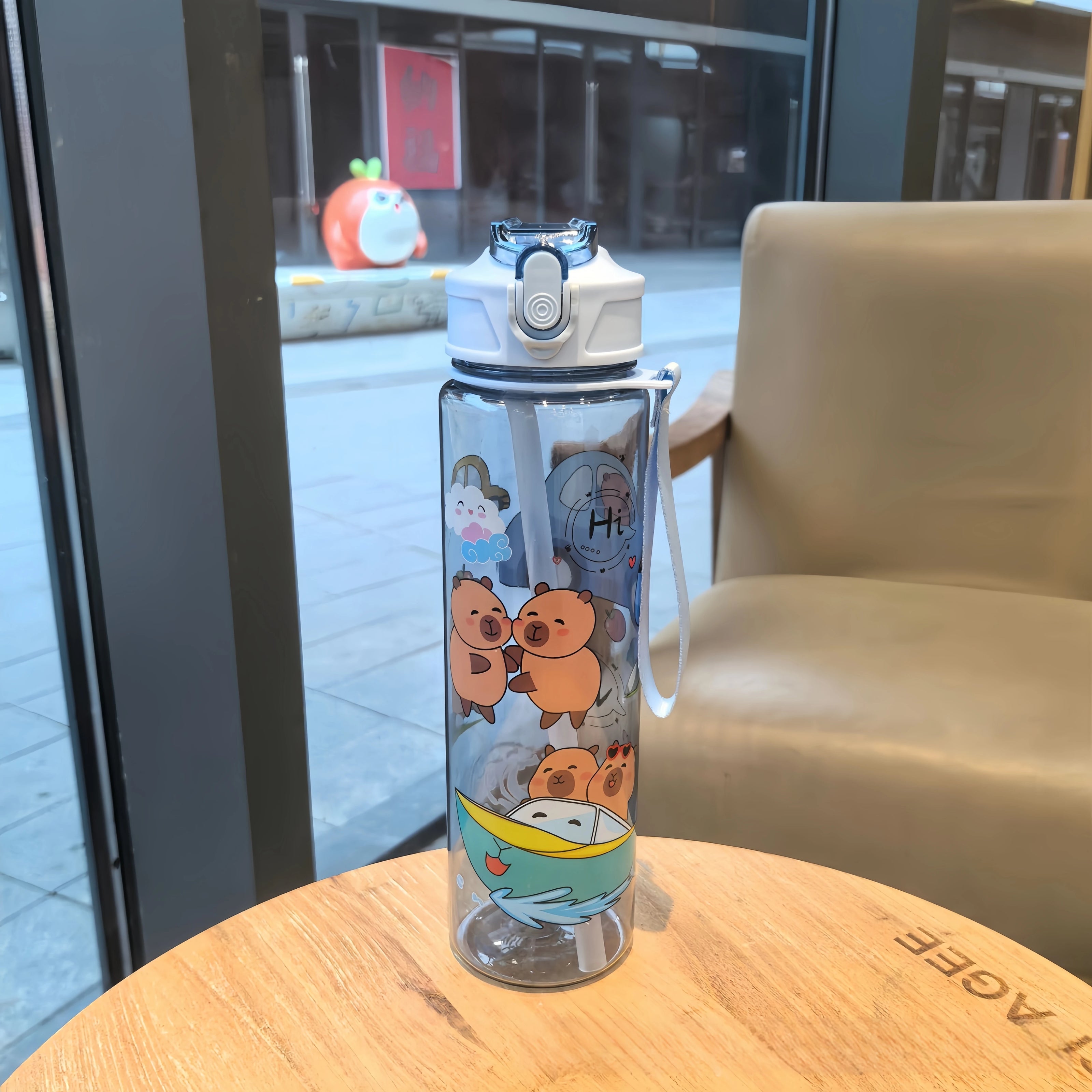 800ML Kids Water Sippy Cup Creative Cartoon Cup with Straws Leakproof Water Bottle Outdoor Portable Children's Plastic Water Cup