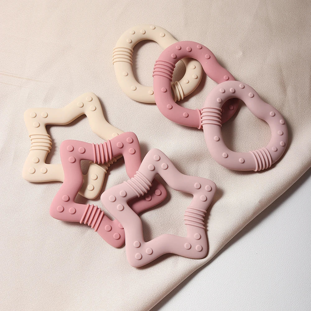 New star silicone teether Food Grade heart baby Teething toy