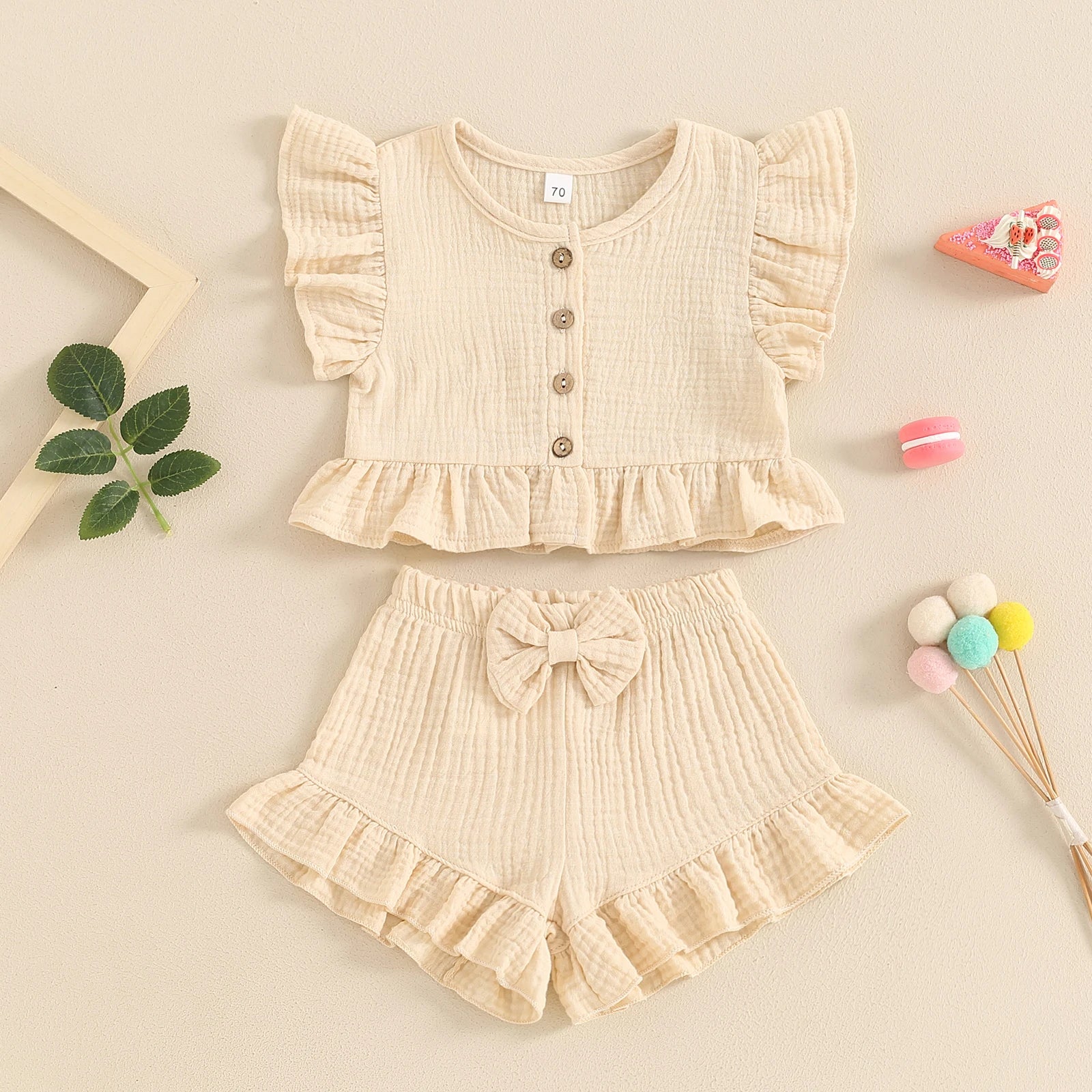ma&baby 6M-4Y Toddler Infant Kid Baby Girl Clothes Sets Ruffle Button Tops Shorts Summer Casual Clothing Outfits