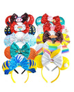 2025 New Style Mickey Minnie Ear Headband Sequin Bows Girl Adult Kids Halloween Party Cosplay Hair Accessories Princess Hairband