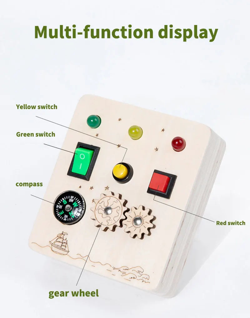 Montessori Busy Board Children Toys Led Light Switch Simulate Car Steering Wheel Travel Activities Sensory Game Educational Toys