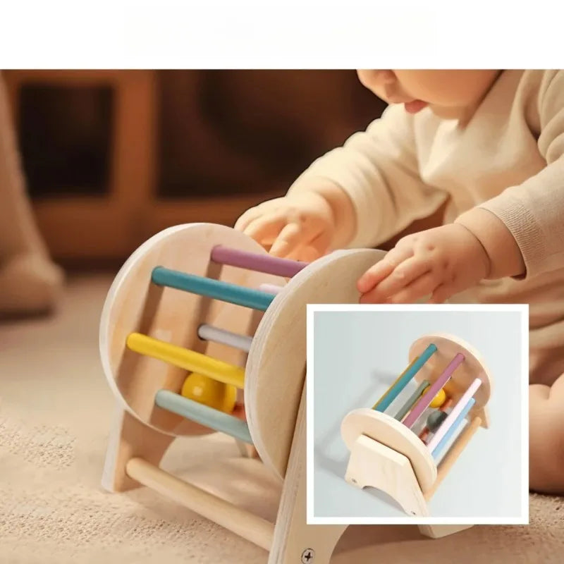 Baby Wooden Musical Instrument Toy Handheld Bell Ringing Rattle for Toddlers Sensory Development Early Childhood Education