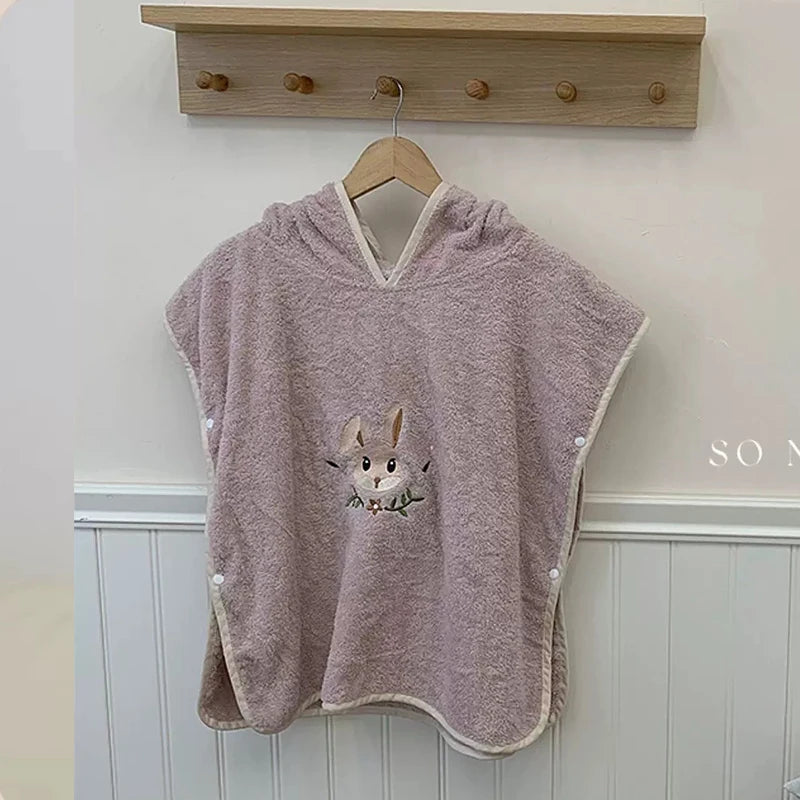 Baby Bath Towel Hooded Soft Coral Velvet Child Bathrobe Cute Cartoon Animal Warm Toddler Sleeping Swaddle Wrap Towel Blanket