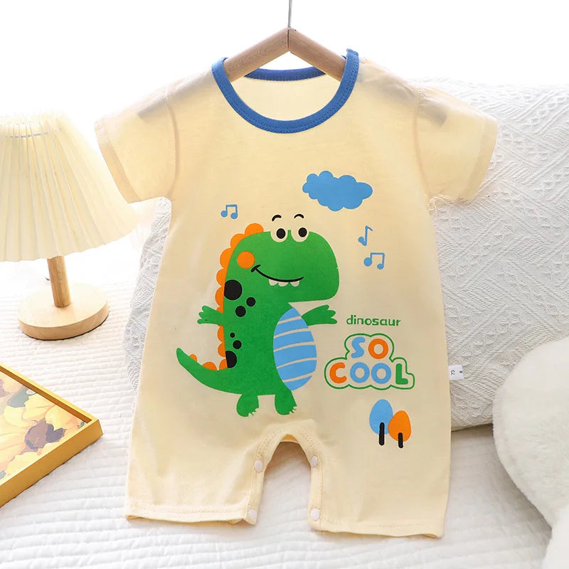 Infant Toddler Crawling Clothes Cotton Summer Boys Girls Thin Baby Short Sleeve Romper Children's Onesie