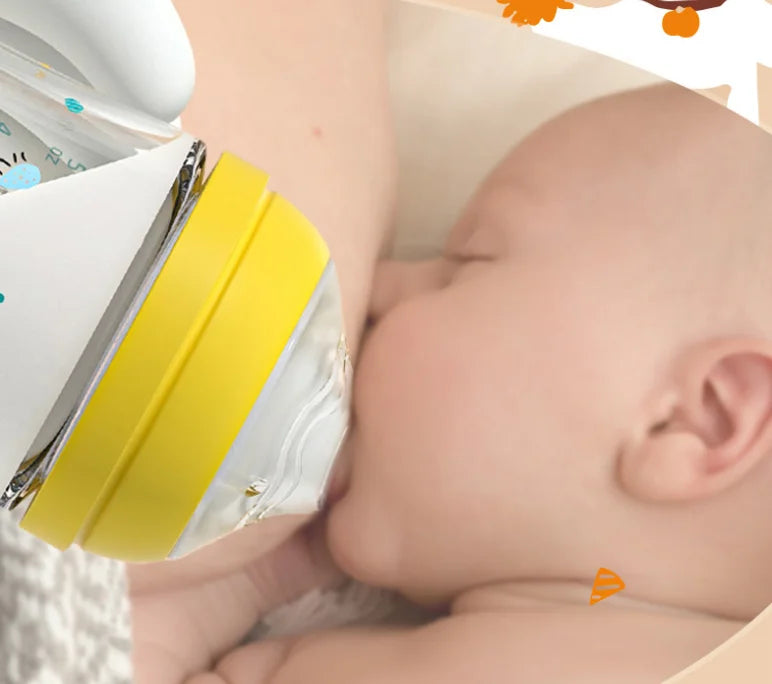 Colorful cartoon baby baby anti choking glass bottle suitable for newborns, 160ml 240ml 0-3 month bottle