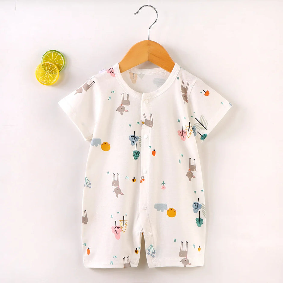 New Baby Onesies Climbing Clothes Pure Cotton Summer Newborn Boys Girls Rompers Short-Sleeved Thin Harness Infant Clothes