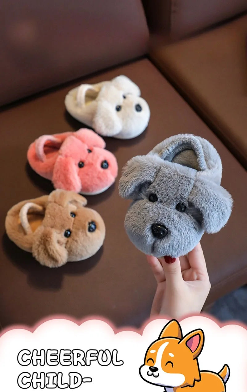 Children's Cotton Slippers for Boys Aged 1-5 Years Old Cute Cartoon Girls' Slippers Infants and Young Children Autumn and Winter