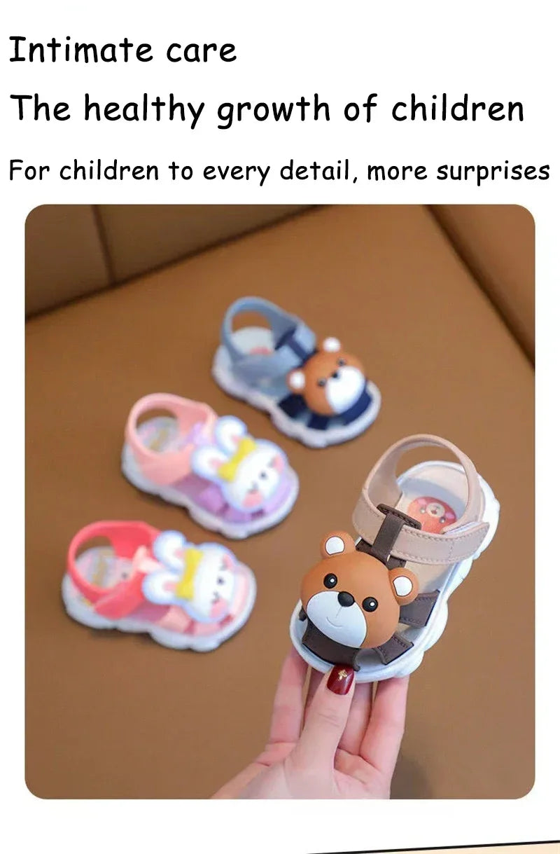 High Quality Comfortable Breathable Baby Children Outdoor Sandals Simple Versatile Cute Cartoon Boys Girls Infants Walking Shoes