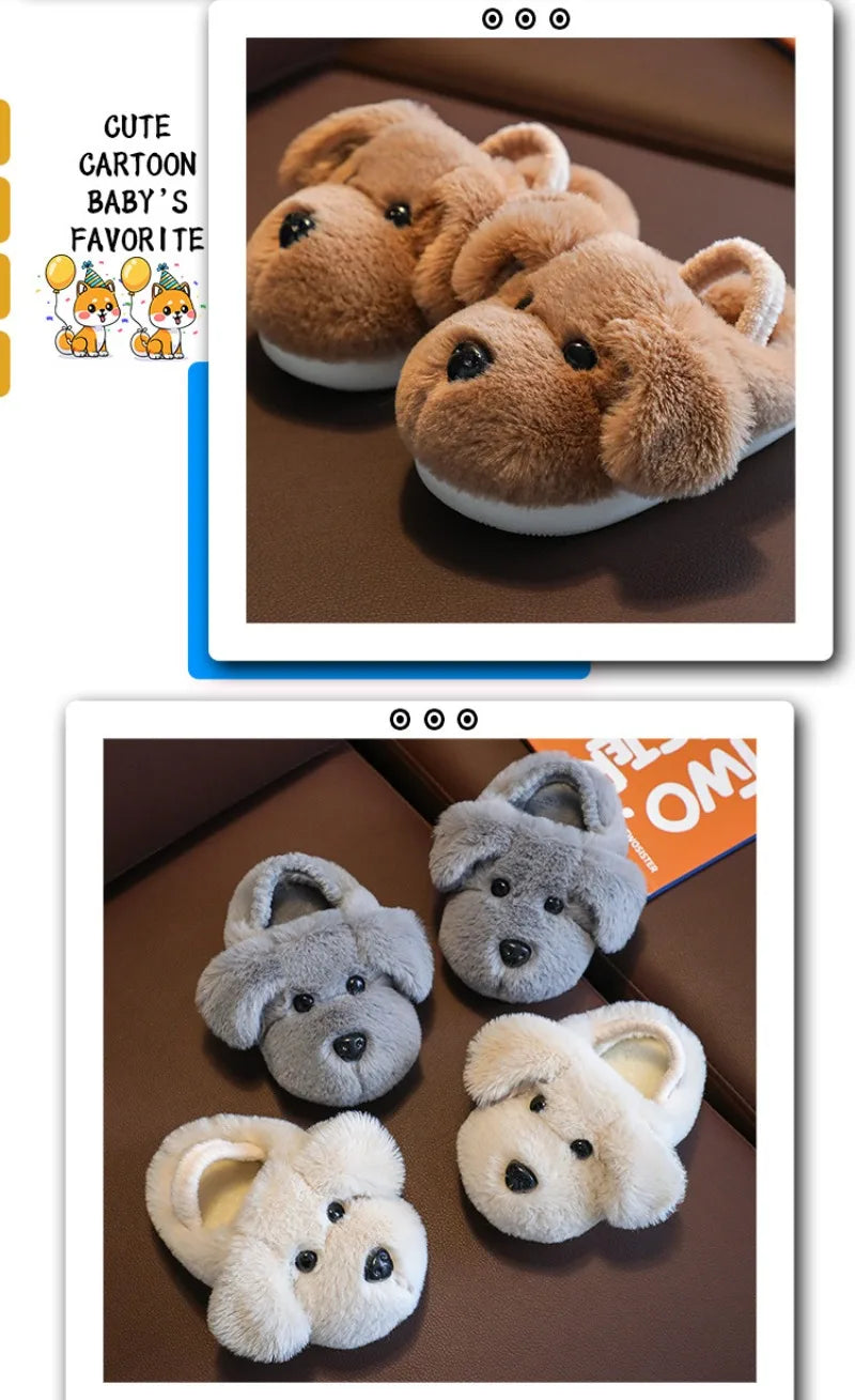 Children's Cotton Slippers for Boys Aged 1-5 Years Old Cute Cartoon Girls' Slippers Infants and Young Children Autumn and Winter