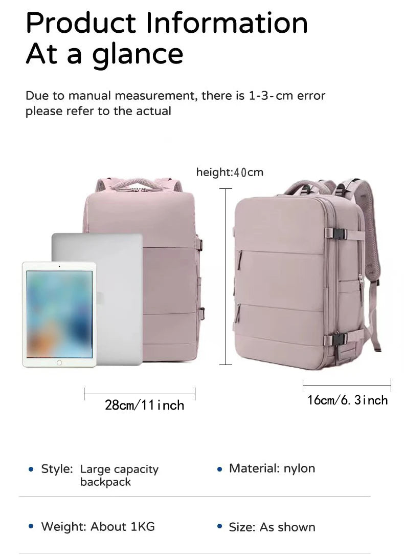 Large capacity women's dry wet separation backpack, commuting computer bag, multifunctional waterproof backpack
