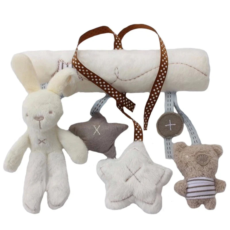New Hanging Bed Rabbit Baby Hand Bell Safety Seat Plush Toy Multifunctional Plush Toy Stroller Mobile Gifts
