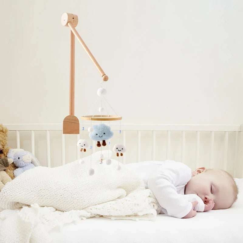 Baby Wooden Bedbell Bracket 0-12 Months Bed Bell Bracket Wooden Mobile Newborn Crochet Bed Bell Hanging Toys Newbaby Rattle Toys