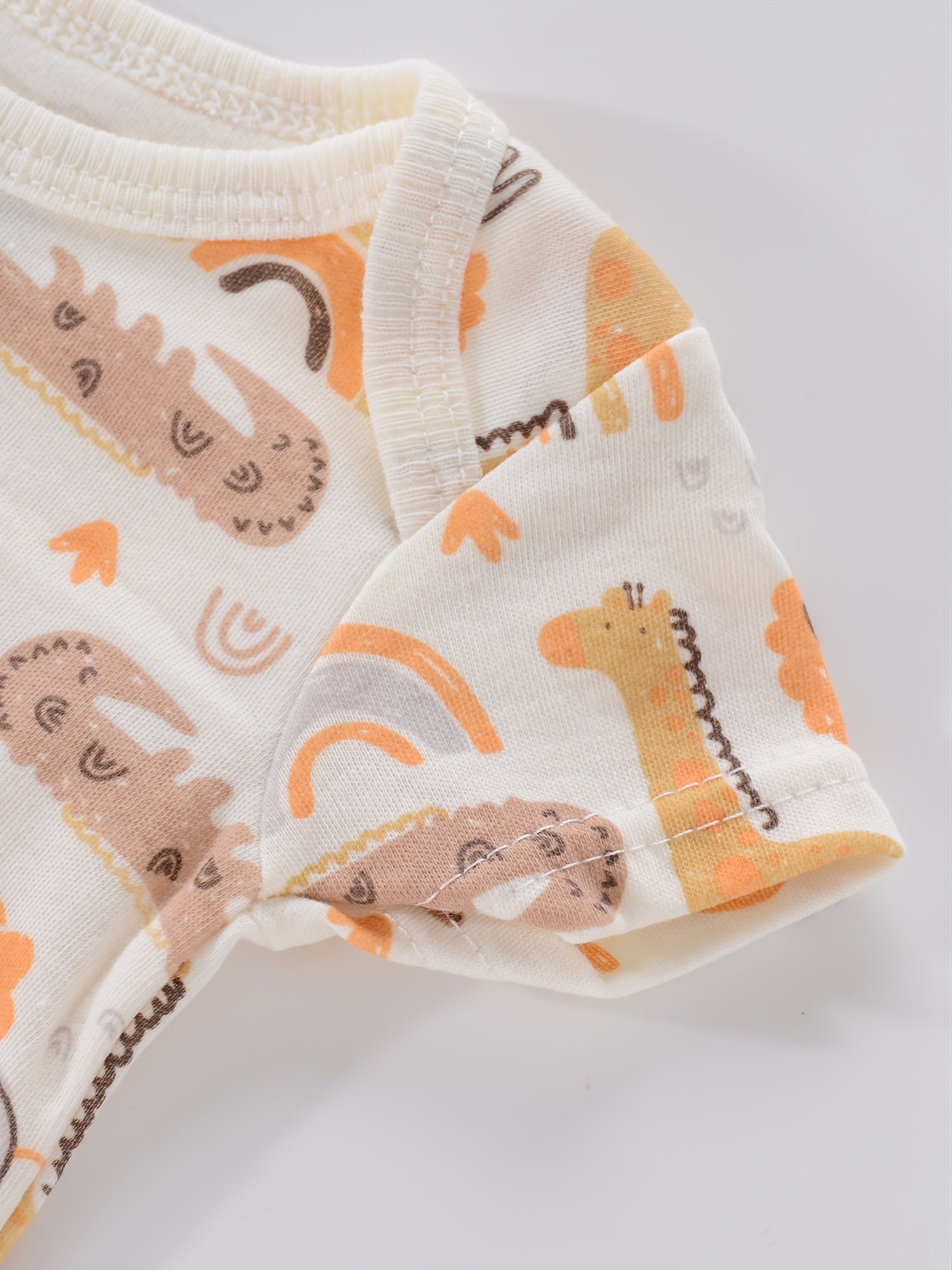4PCS Newborn Infant Romper Short Sleeve Round Neck Cartoon Animal Flowers Print Bodysuit Onesies For Baby Boys And Girls Clothes