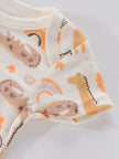 4PCS Newborn Infant Romper Short Sleeve Round Neck Cartoon Animal Flowers Print Bodysuit Onesies For Baby Boys And Girls Clothes