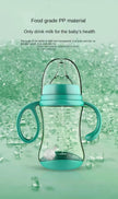 Baby Silicone Feeding Bottles Infant Drop-proof Milk Bottle with Straw Child Anti-hot Handle Drinking Bottle Baby Milk Feeding
