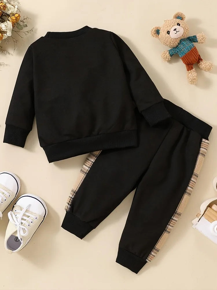 Spring Baby Girls Clothes Set Children Boy Cartoon Bear Printed Sweatshirts Pullover Top and Pants 2pcs Suit Children Tracksuits