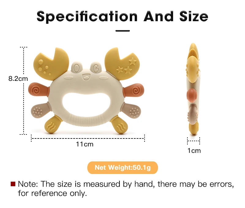Crab-Shaped Baby Teether  Food-Grade Silicone Teething Toy  BPA-Free Chillable Infant Teether for Sore Gums 0-24 Months