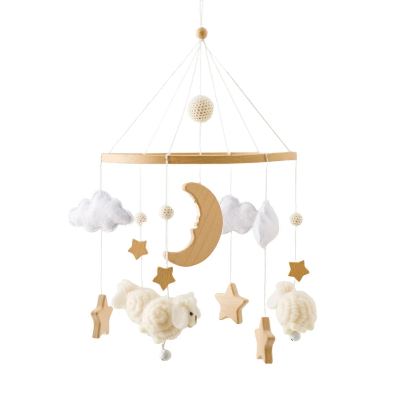 Baby Wooden Bedbell Bracket 0-12 Months Bed Bell Bracket Wooden Mobile Newborn Crochet Bed Bell Hanging Toys Newbaby Rattle Toys