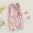 pudcoco Baby Summer Suspenders Jumpsuit Solid Color Sleeveless Romper with Pockets for Newborn Infant Boy Girls