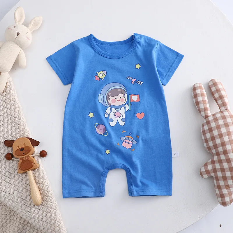Infant Toddler Crawling Clothes Cotton Summer Boys Girls Thin Baby Short Sleeve Romper Children's Onesie